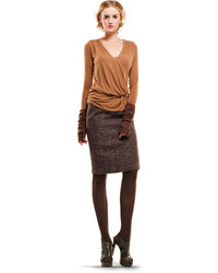 Max Studio Heathered Wool Tweed Pencil Skirt