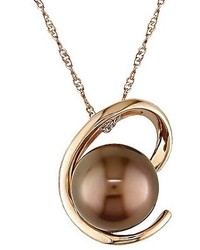 Allura 85 9mm Brown Tahitian Pearl Pendant Necklace In 14k Pink Gold