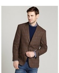 Tommy Hilfiger Brown And Blue Check Wool Blazer