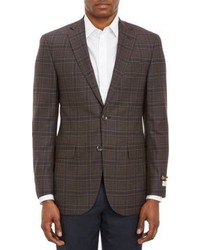 Barneys New York Plaid Two Button Sportcoat Brown
