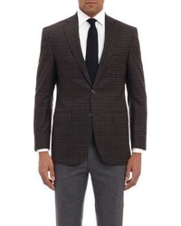 Barneys New York Super 120s Check Two Button Sportcoat Brown