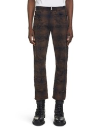Givenchy Regular Fit Check Destroyed Cotton Flannel Pants In Brown At Nordstrom