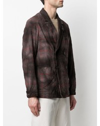 Barena Faded Plaid Double Breasted Blazer