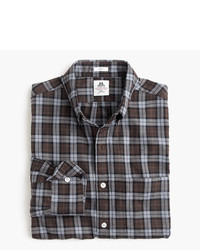 Dark Brown Plaid Flannel Long Sleeve Shirt