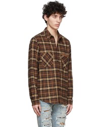 Amiri Brown Flannel Logo Check Shirt