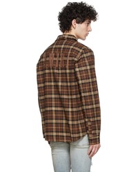 Amiri Brown Flannel Logo Check Shirt