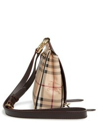 Burberry Bridle Leather Check Shoulder Bag Brown