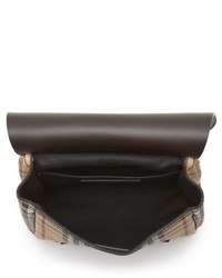 Burberry Bridle Leather Check Shoulder Bag Brown