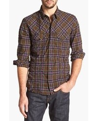 Dark Brown Plaid Long Sleeve Shirt