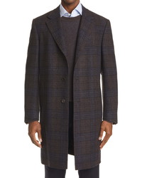 Canali Plaid Wool Cashmere Top Coat