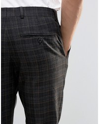 Selected Homme Slim Checked Pants With Stretch And Turn Up