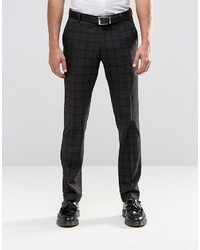Selected Homme Slim Checked Pants With Stretch And Turn Up