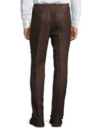 Brunello Cucinelli Plaid Pleated Trousers Barley