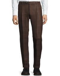 Brunello Cucinelli Plaid Pleated Trousers Barley