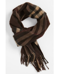 Burberry Giant Check Cashmere Scarf Dark Chestnut Brown One Size
