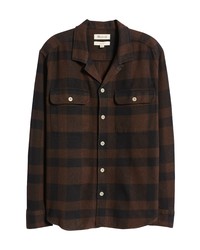 Dark Brown Plaid Shirt Jacket