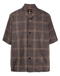 Dark Brown Plaid Short Sleeve Shirt