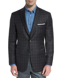 Brioni Plaid Wool Two Button Sport Coat Brown