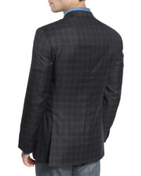 Brioni Plaid Wool Two Button Sport Coat Brown