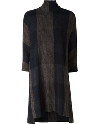 Dark Brown Plaid Wool Dress