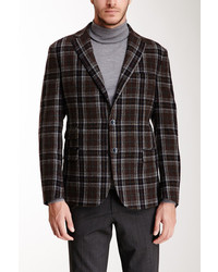 Dark Brown Plaid Wool Jacket