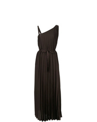 Dark Brown Pleated Evening Dress