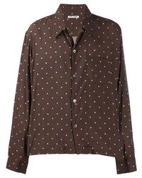 Dark Brown Polka Dot Long Sleeve Shirt