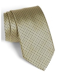 Ermenegildo Zegna Solid Circle Grid Woven Silk Tie