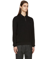 Second/Layer Black Puppet Long Sleeve Zip Polo