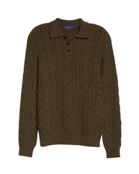 Ralph Lauren Purple Label Cable Cashmere Polo Sweater