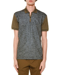Lanvin Melange Front Short Sleeve Polo Shirt Taupe