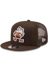 New Era Brown Cleveland Browns Historic Logo Classic Trucker 9fifty Snapback Hat