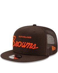 New Era Brown Cleveland Browns Script Trucker 9fifty Snapback Hat At Nordstrom