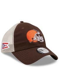 New Era Brownwhite Cleveland Browns Flag 9twenty Trucker Snapback Hat