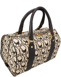 Chopard Milano Leather Trim Canvas Handbag Brown