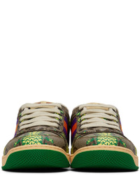 Gucci Beige Green Screener Sneakers