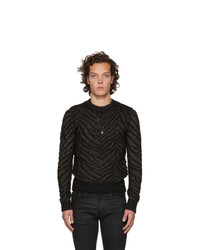 Saint Laurent Black And Gold Lurex Zebra Sweater
