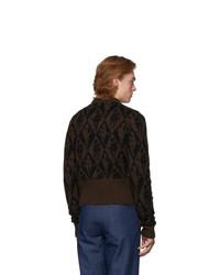 Stefan Cooke Brown And Black Jacquard Sweater