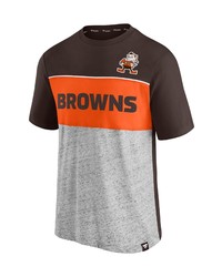 FANATICS Branded Brownheathered Gray Cleveland Browns Throwback Colorblock T Shirt