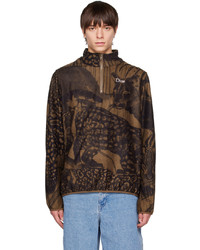 Dark Brown Print Fleece Sweatshirt