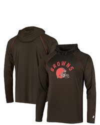 STARTE R Brown Cleveland Browns Raglan Long Sleeve Hoodie T Shirt