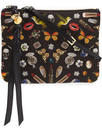Alexander McQueen Obsession Print Zip Pouch Bag Blackmulti