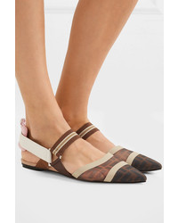 Fendi Colibr Mesh And Rubber Slingback Point Toe Flats