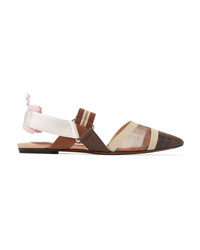 Fendi Colibr Mesh And Rubber Slingback Point Toe Flats