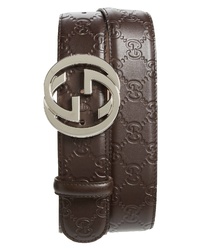 Gucci Logo Embossed Leather Belt