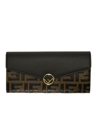 Fendi Black And Brown Forever Clutch
