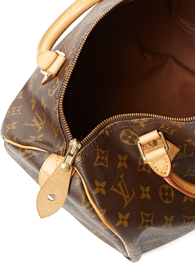Speedy leather handbag Louis Vuitton Brown in Leather - 30923796