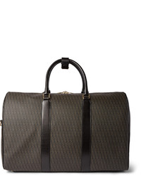 Saint Laurent Leather Trimmed Monogrammed Coated Cotton Canvas Holdall