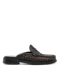 Dark Brown Print Leather Loafers