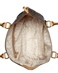 ... Brown Print Leather Tote Bag: Top Zip Monogram Tote by Calvin Klein